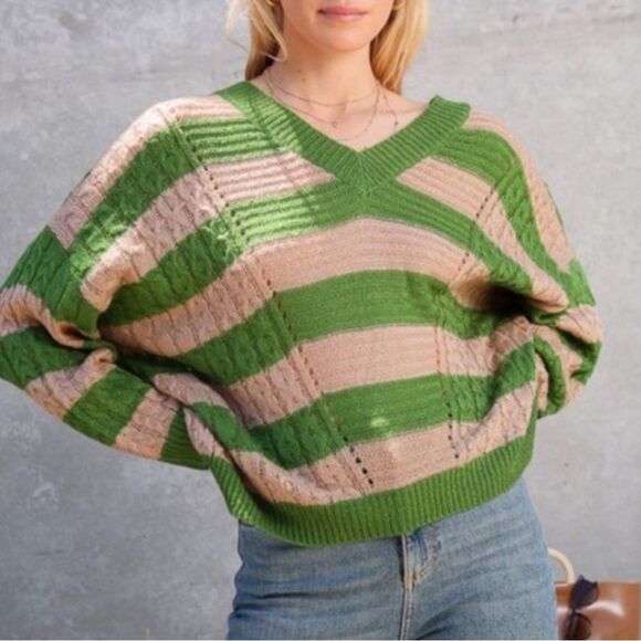 NWT Lumiere CELIA STRIPED SWEATER size Medium - Picture 2 of 11